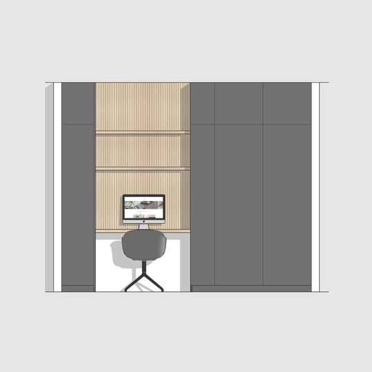 Houtmerk - Kast Flex 06 - Hoge kast met bureaublad en achterwand Kastcombinatie Houtmerk