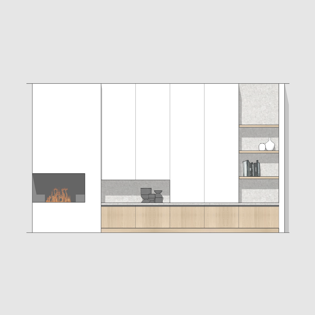 Houtmerk - Kast Forno 04 - Ladekast voor haard Kastcombinatie Houtmerk   