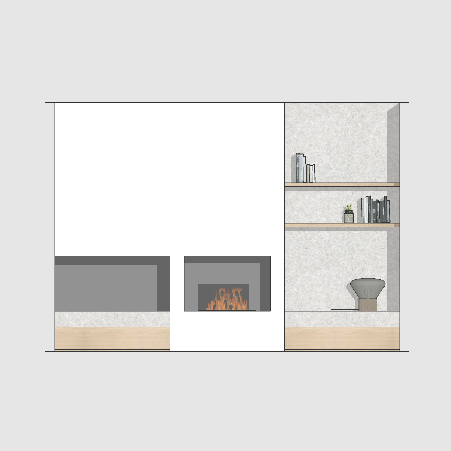 Houtmerk - Kast Fumo 02 - Hoge kastenwand voor haard Kastcombinatie Houtmerk