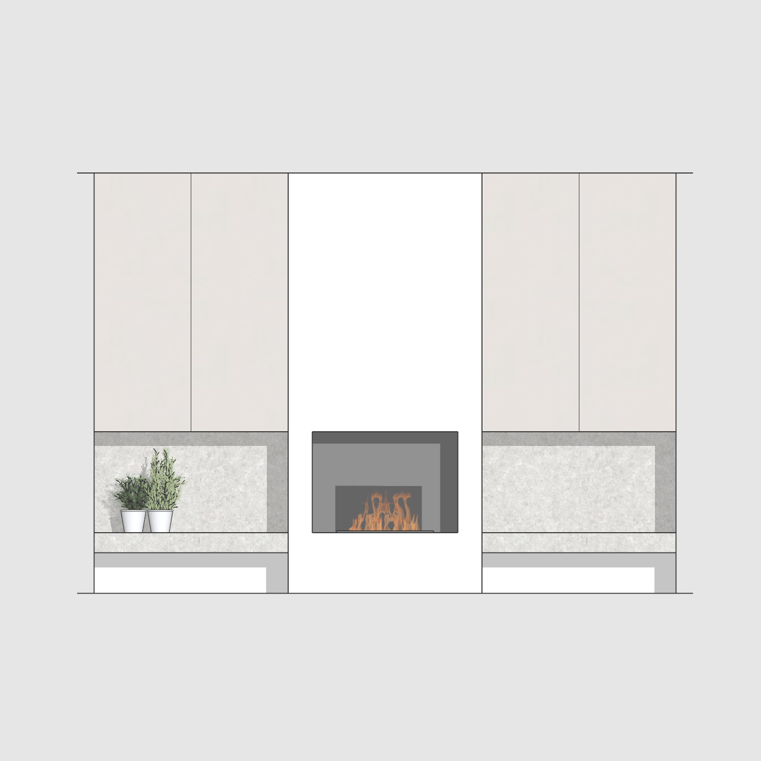 Houtmerk - Kast Fumo 03 - Hoge kastenwand voor haard Kastcombinatie Houtmerk
