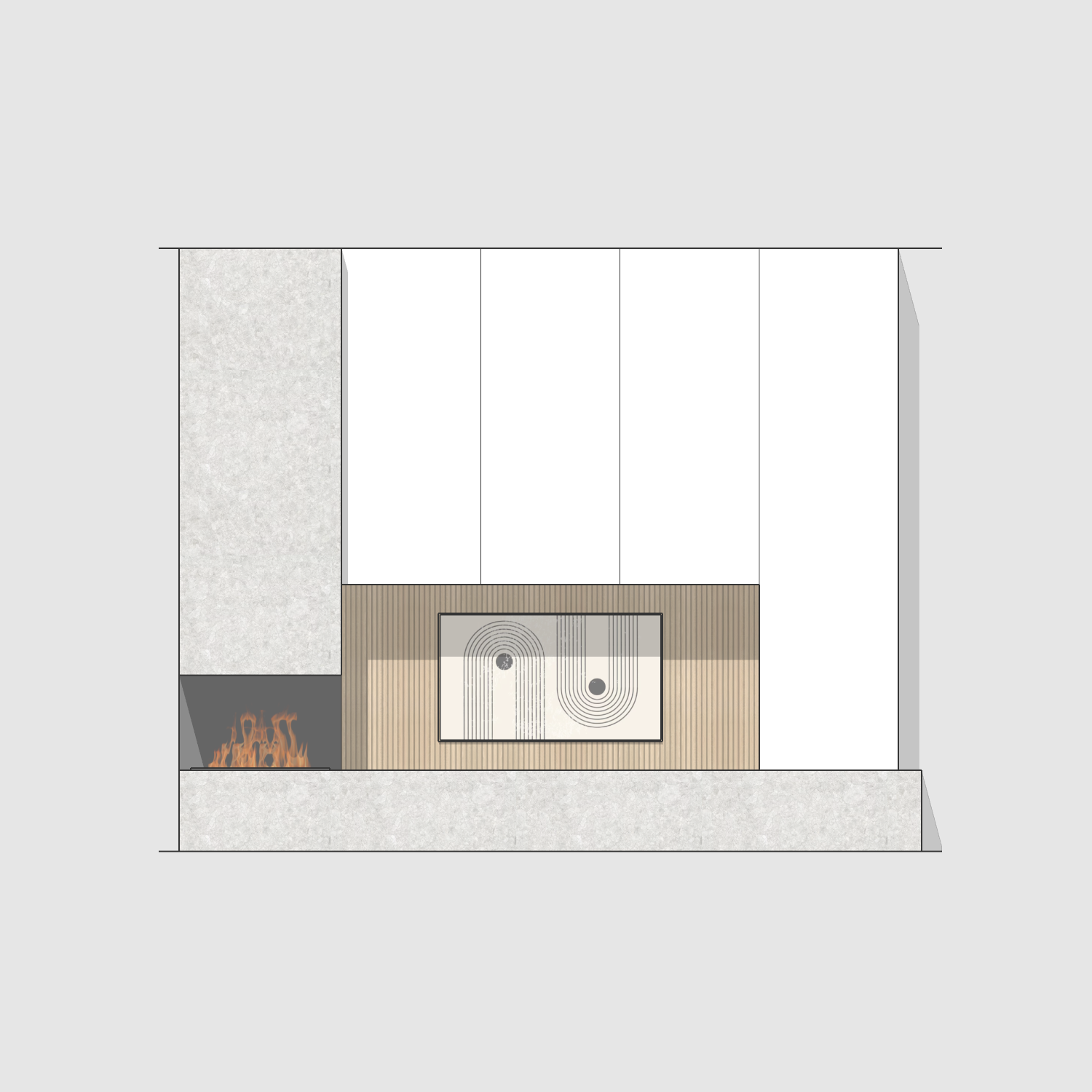 Houtmerk - Kast Fumo 04 - Hoge kastenwand voor haard Kastcombinatie Houtmerk