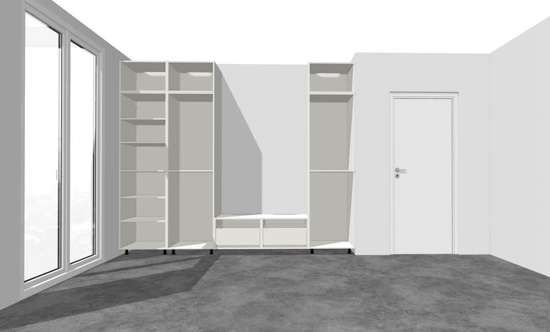 Houtmerk - Kast Buco 01 - Hoge kast met nis en zitelement Kastcombinatie Houtmerk
