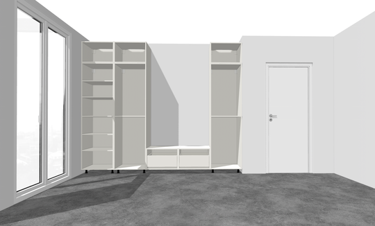 Houtmerk - Kast Buco 01 - Hoge kast met nis en zitelement Kastcombinatie Houtmerk
