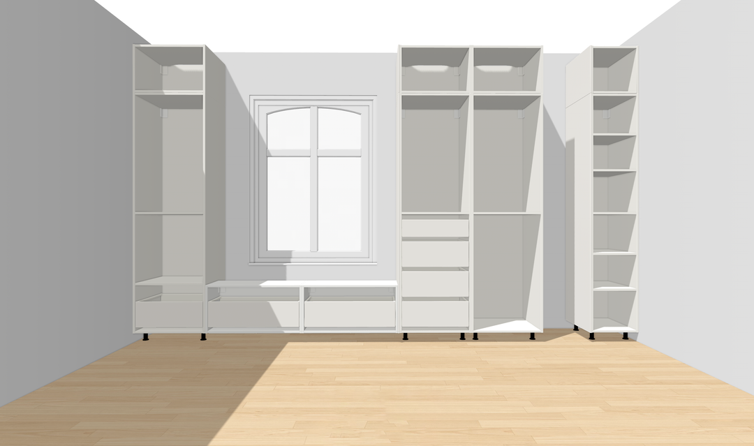Houtmerk - Kast Buco 03 - Hoge kast met nis en zitelement Kastcombinatie Houtmerk