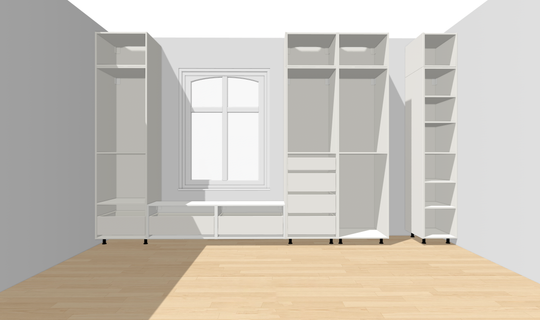 Houtmerk - Kast Buco 03 - Hoge kast met nis en zitelement Kastcombinatie Houtmerk