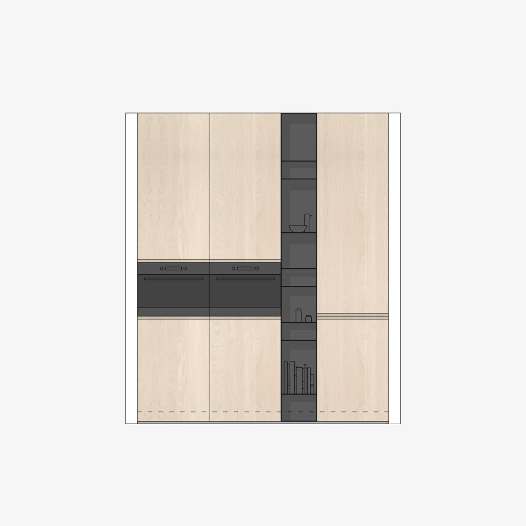 Houtmerk - Witte MDF Stollenwand - Overschilderbaar maatwerk Keukens Houtmerk