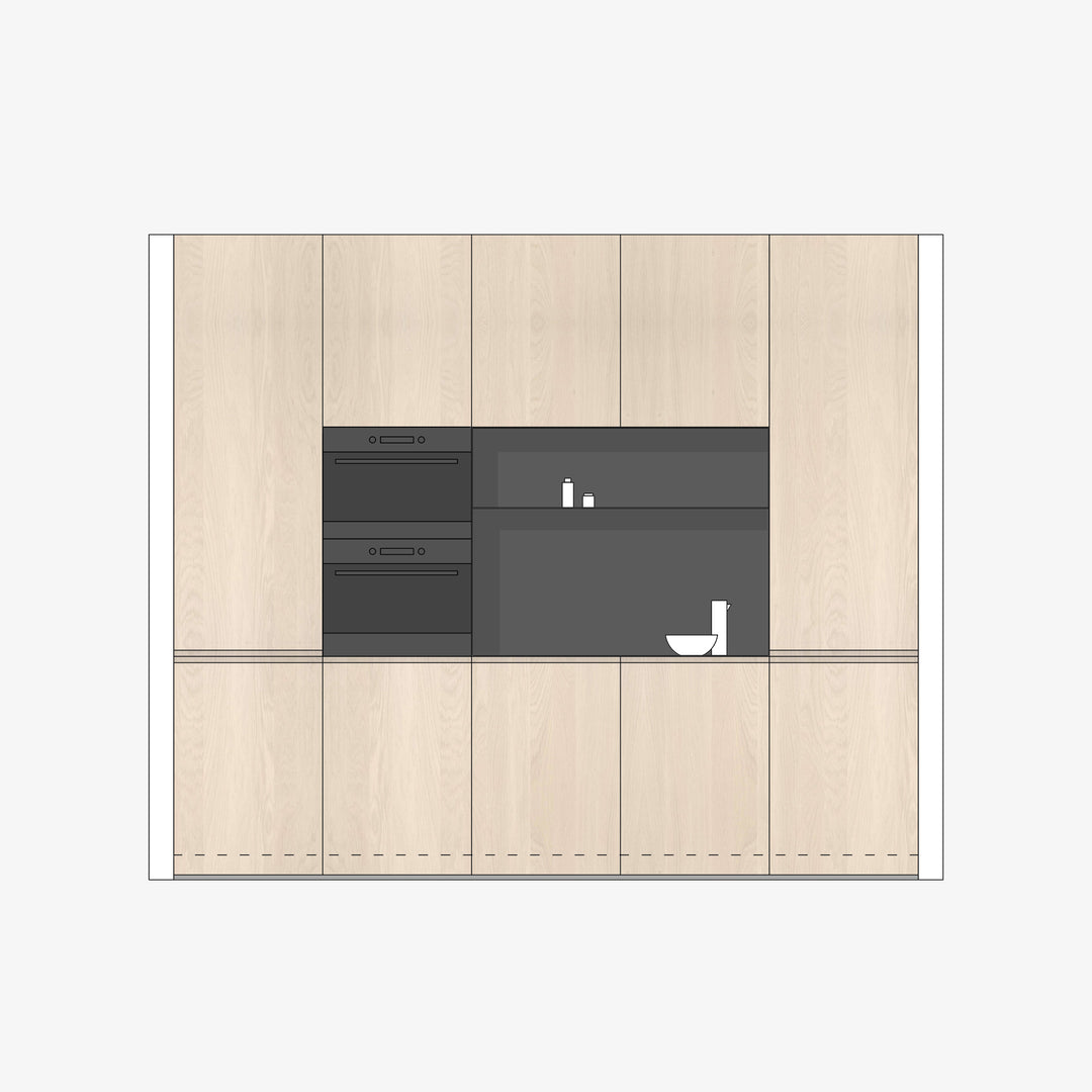 Houtmerk - Witte MDF Stollenwand - Overschilderbaar maatwerk Keukens Houtmerk
