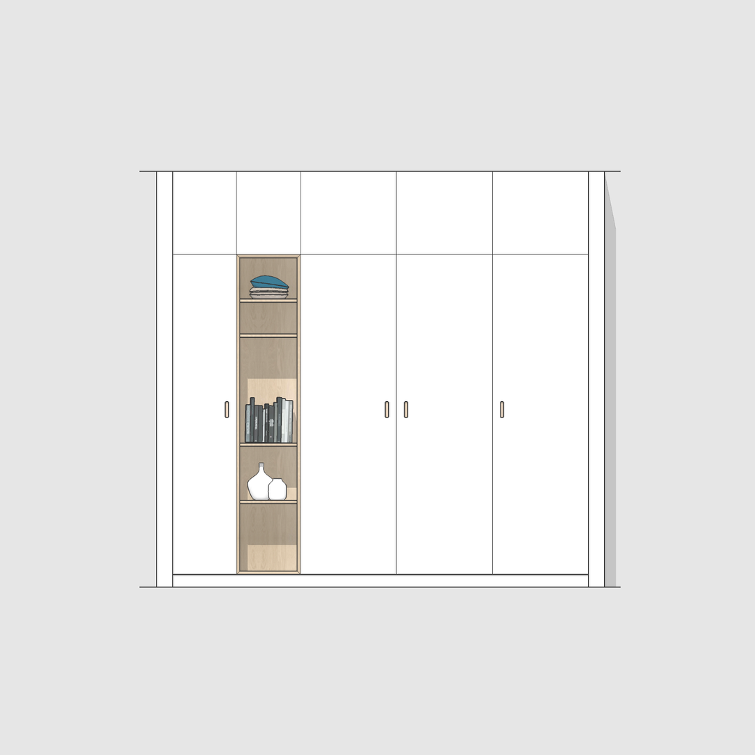 Houtmerk - Kast Lusso 02 - Hoge kast met houten Spatio vak Kastcombinatie Houtmerk