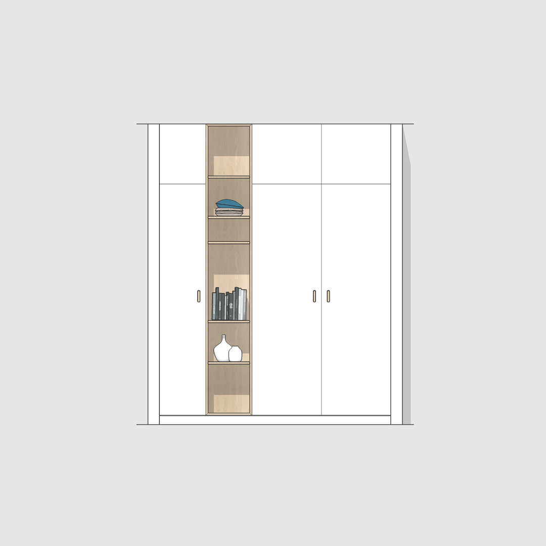 Houtmerk - Kast Lusso 03 - Hoge kast met houten Spatio vak Kastcombinatie Houtmerk
