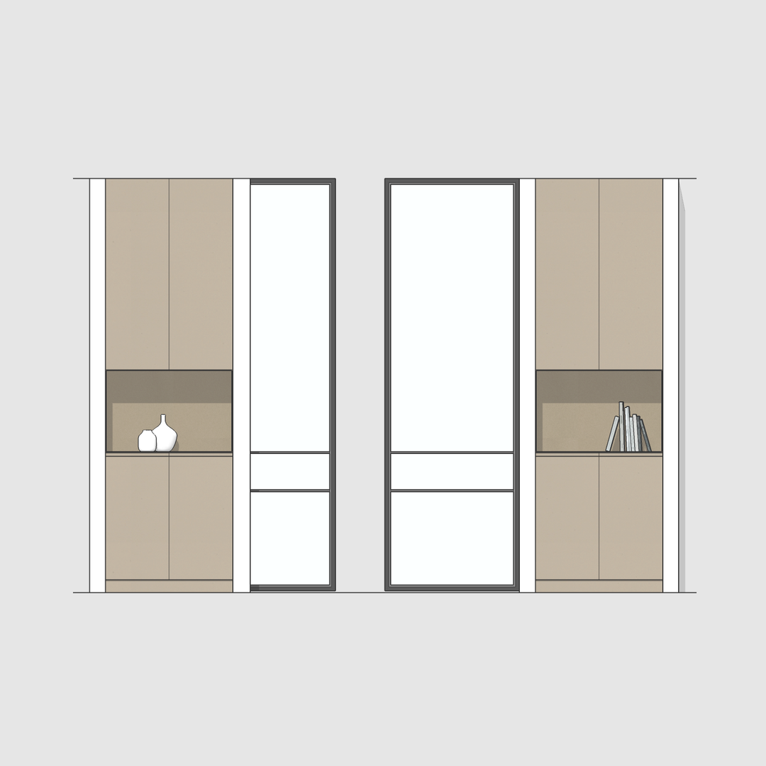 Houtmerk - En Suite Kast Porta 03 - Kast met stalen schuifdeuren Kastcombinatie Houtmerk   