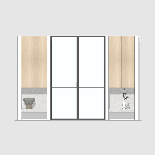 Houtmerk - En Suite Kast Porta 04 - Kast met stalen schuifdeuren Kastcombinatie Houtmerk