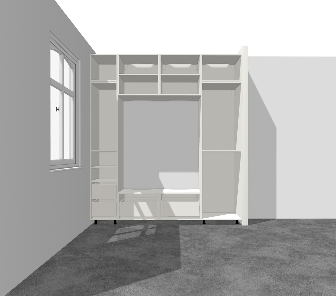 Houtmerk - Kast Buco 02 - Hoge kast met nis en zitelement Kastcombinatie Houtmerk
