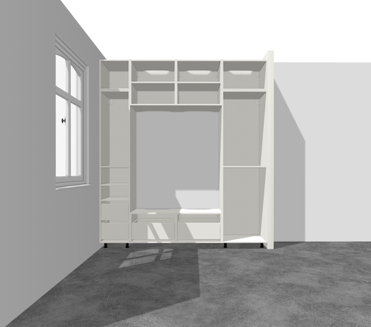 Houtmerk - Kast Buco 02 - Hoge kast met nis en zitelement Kastcombinatie Houtmerk