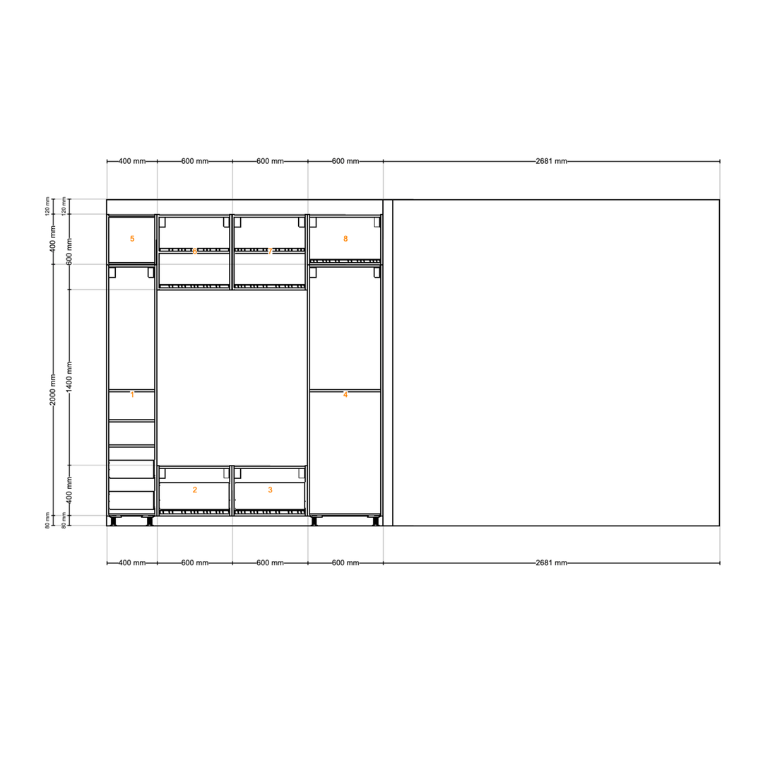 Houtmerk - Kast Buco 02 - Hoge kast met nis en zitelement Kastcombinatie Houtmerk
