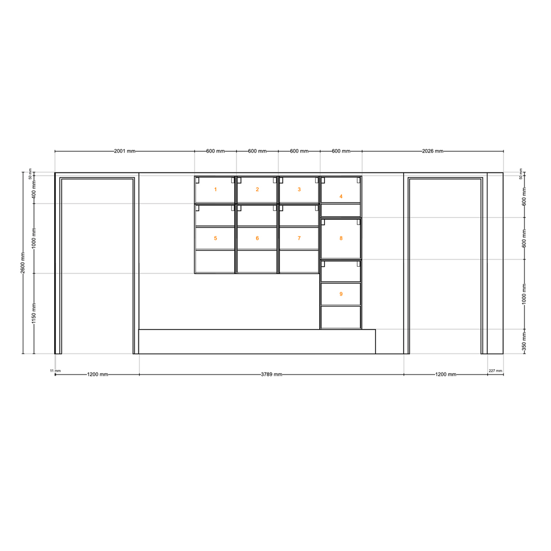 Houtmerk - Kast Fumo 04 - Hoge kastenwand voor haard Kastcombinatie Houtmerk