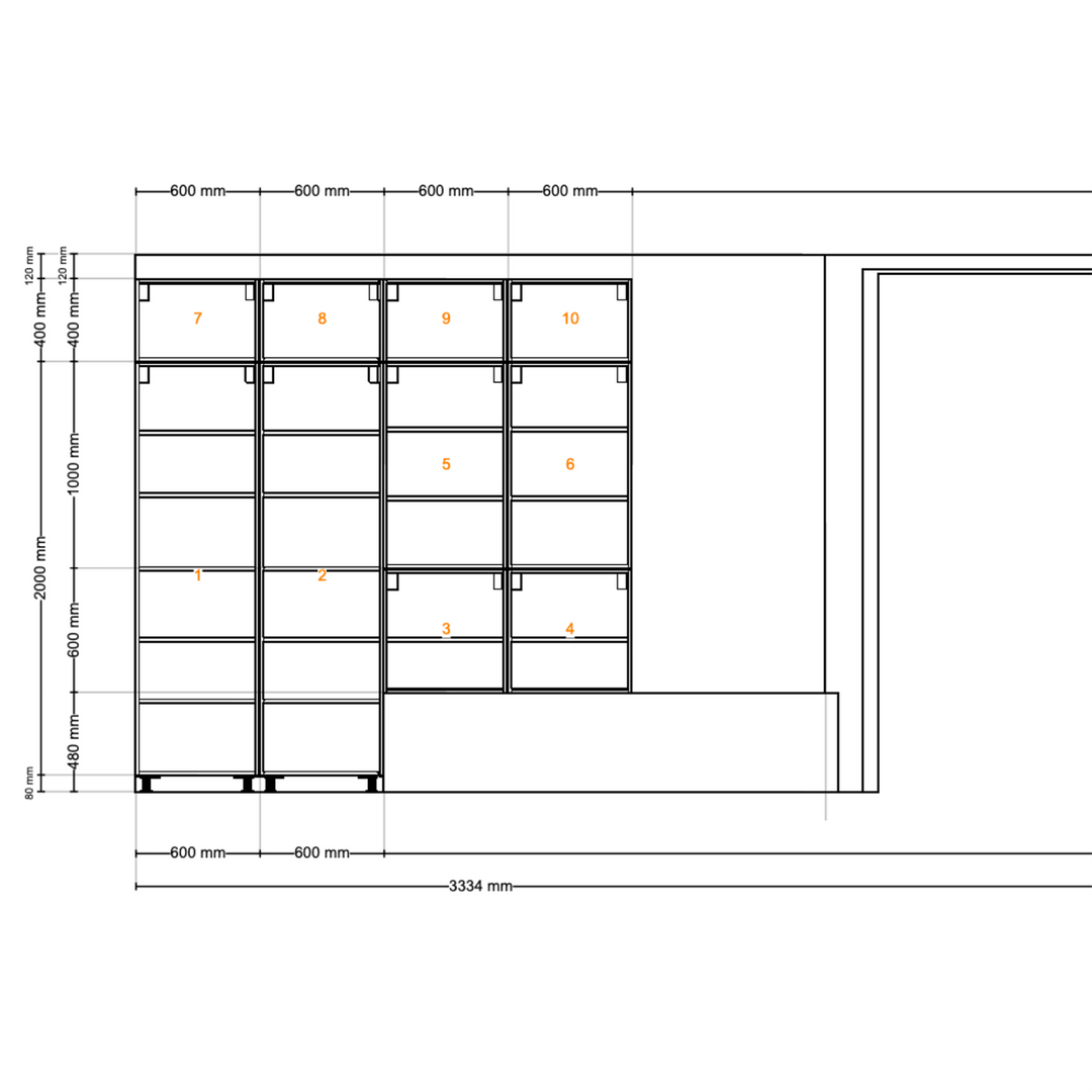 Houtmerk - Kast Fumo 05 - Hoge kastenwand voor haard Kastcombinatie Houtmerk   