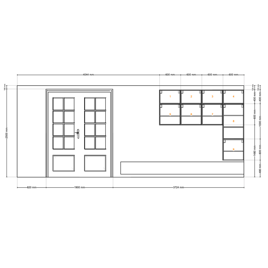 Houtmerk - Kast Fumo 06 - Hoge kastenwand voor haard Kastcombinatie Houtmerk