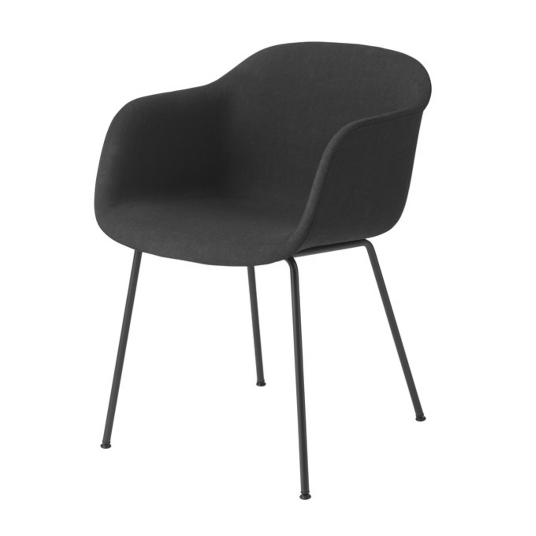 Muuto Fiber Armcahri Tube base Black Gestoffeerd - SALE Stoelen Houtmerk   