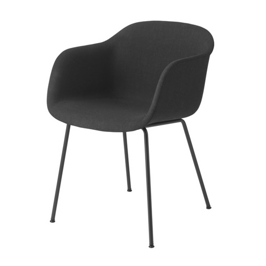Muuto Fiber Armchair Tube base Black Gestoffeerd - SALE Stoelen Houtmerk