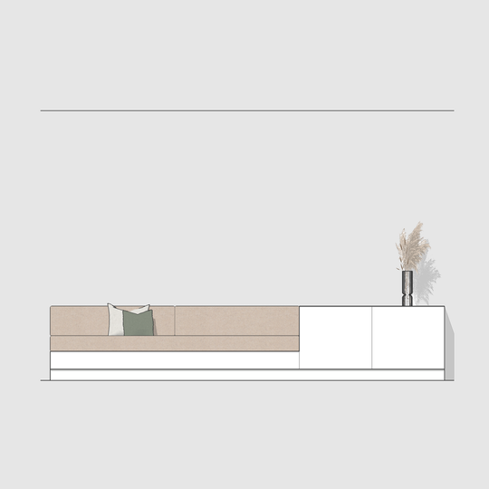 Houtmerk - Zitbank Villa 02 - Zitelement met lades of deuren Kastcombinatie Houtmerk