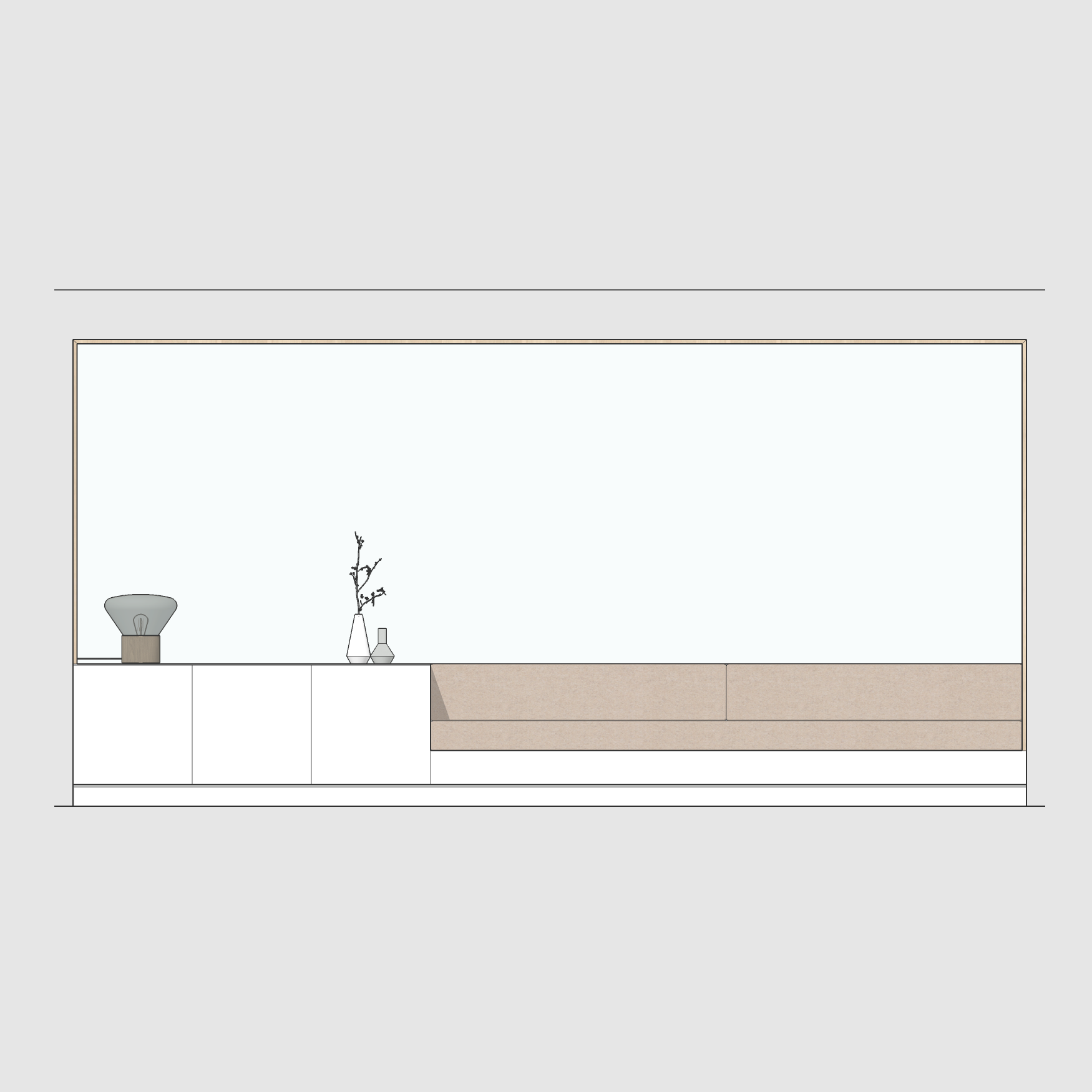 Houtmerk - Zitbank Villa 03 - Zitelement met lades of deuren Kastcombinatie Houtmerk