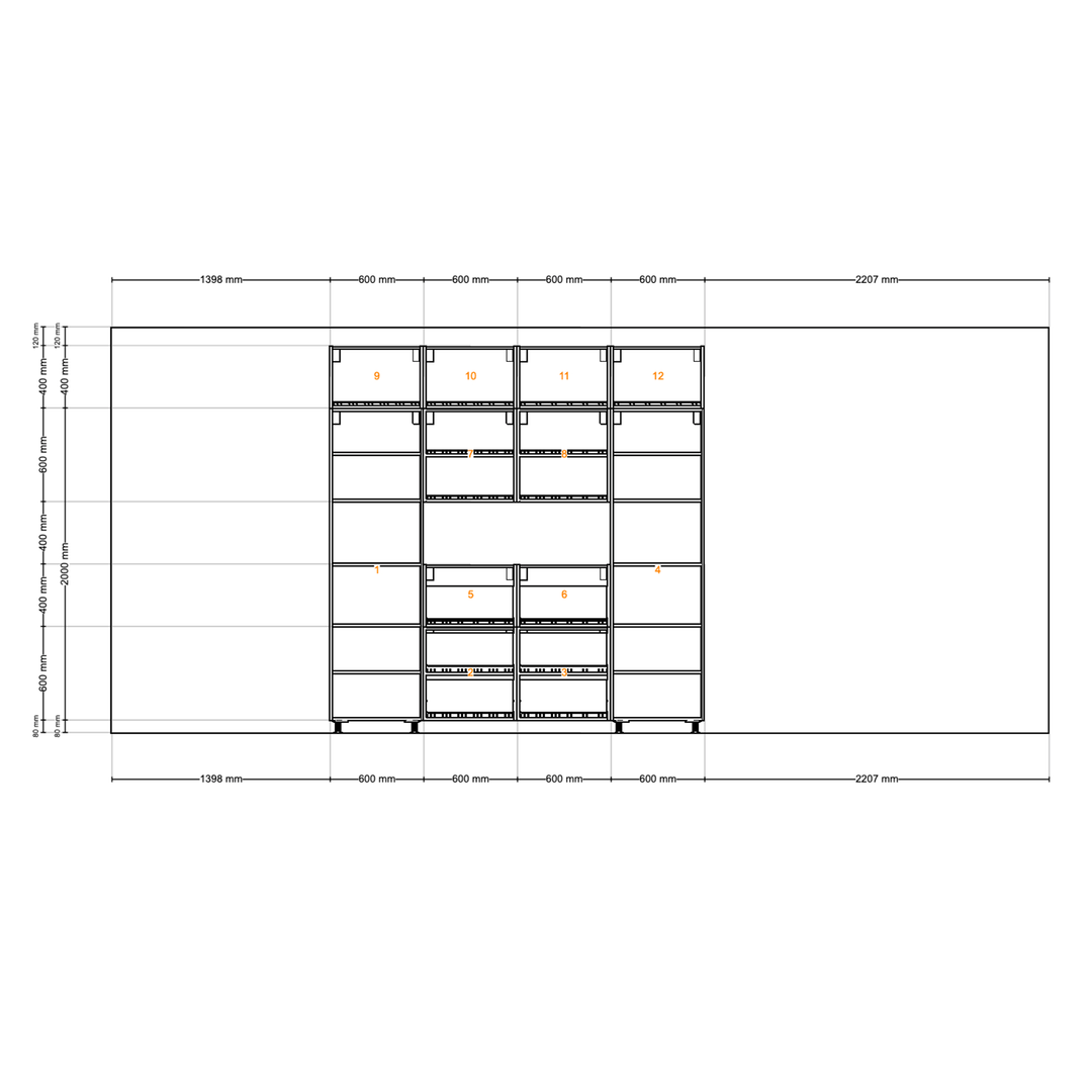 Houtmerk - Kast Duna 03 - Hoge kast met Spatio vak en bureaublad Kastcombinatie Houtmerk
