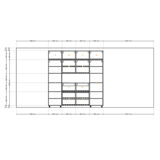 Houtmerk - Kast Duna 03 - Hoge kast met Spatio vak en bureaublad Kastcombinatie Houtmerk