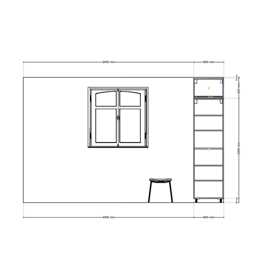 Houtmerk - Kast Duna 01 - Hoge kast met Spatio vak en bureaublad Kastcombinatie Houtmerk
