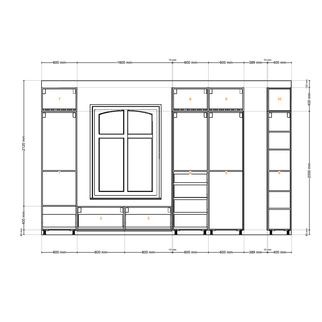 Houtmerk - Kast Buco 03 - Hoge kast met nis en zitelement Kastcombinatie Houtmerk