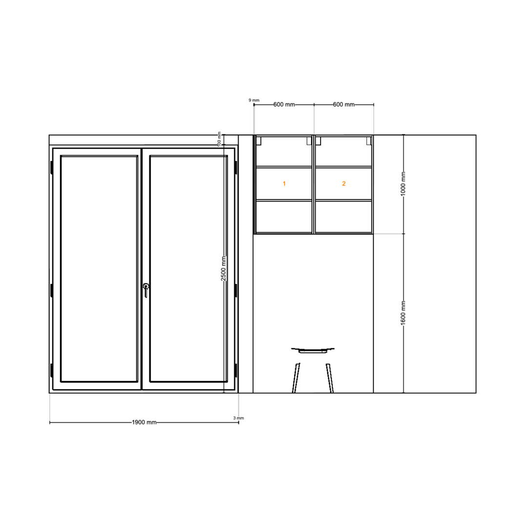 Houtmerk - Kast Flex 01 - Bovenkasten met bureaublad en achterwand Kastcombinatie Houtmerk