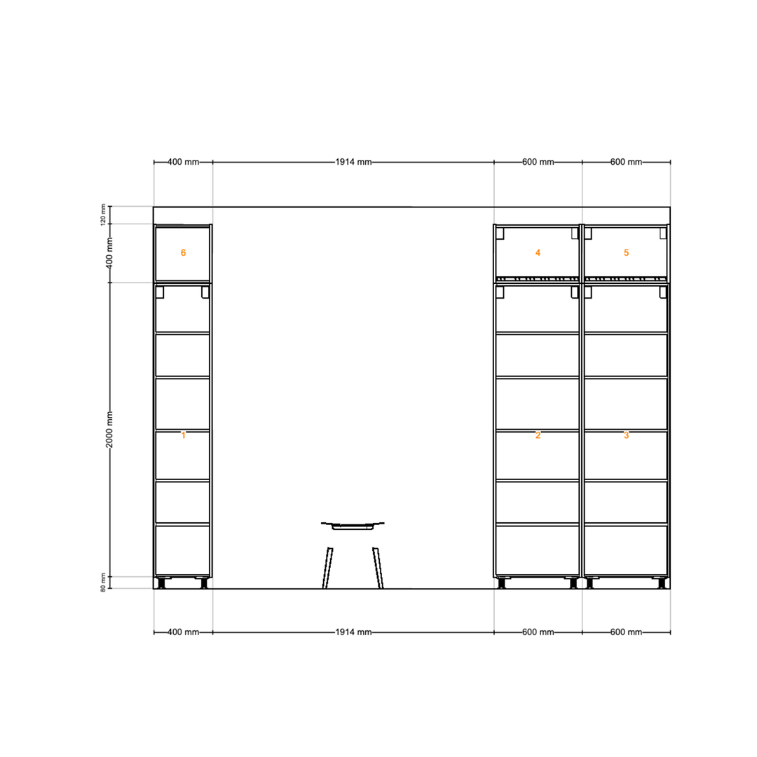 Houtmerk - Kast Flex 06 - Hoge kast met bureaublad en achterwand Kastcombinatie Houtmerk