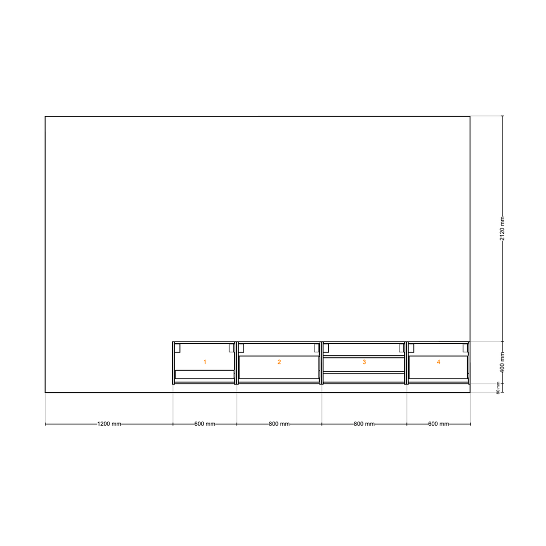 Houtmerk - Kast Duet 03 - Zitkast met lades Kastcombinatie Houtmerk
