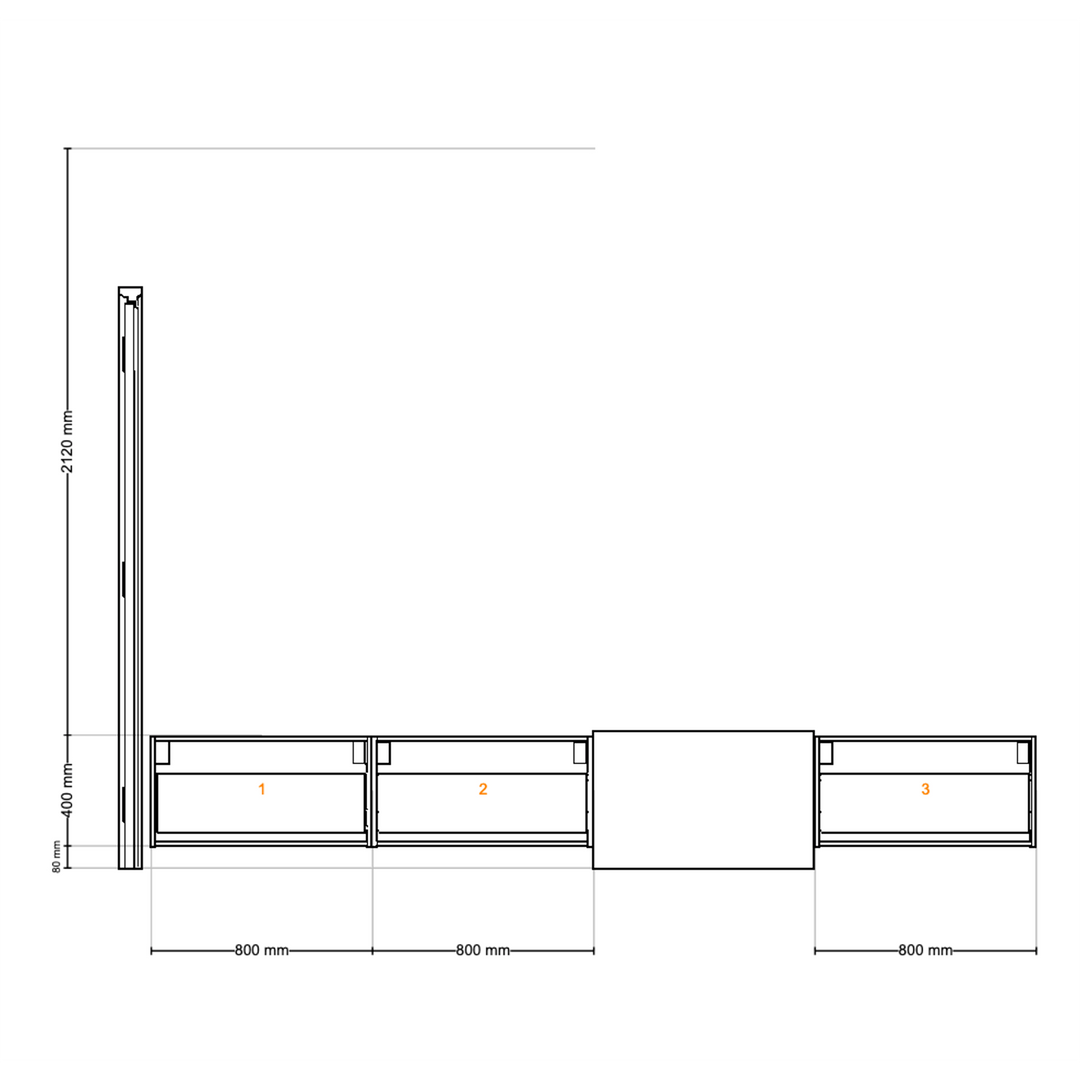 Houtmerk - Kast Duet 01 - Haardmeubel of Zitkast met lades Kastcombinatie Houtmerk   