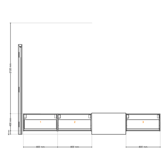 Houtmerk - Kast Duet 01 - Haardmeubel of Zitkast met lades Kastcombinatie Houtmerk   