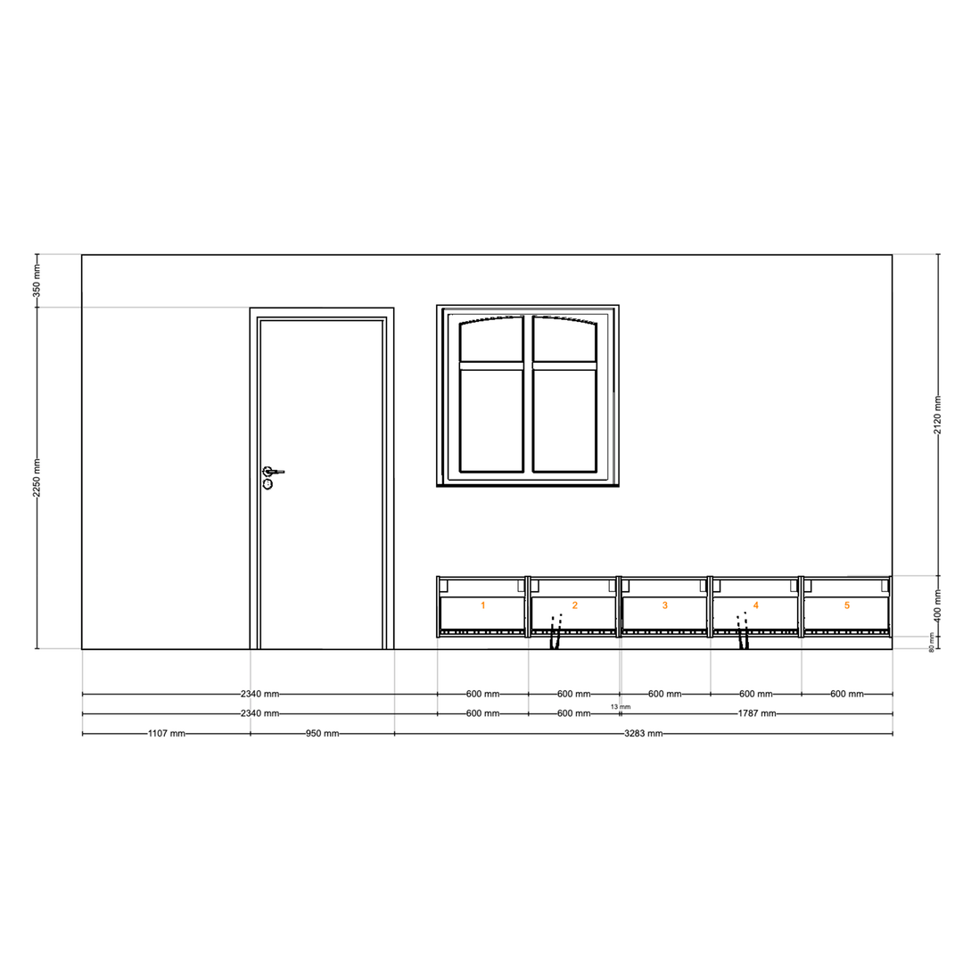 Houtmerk - Kast Duet 02 - Zitkast met lades Kastcombinatie Houtmerk