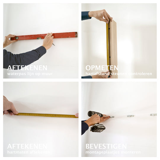 Houtmerk - Houten Wandplank blinde bevestiging - Massief eiken Wandplanken Houtmerk