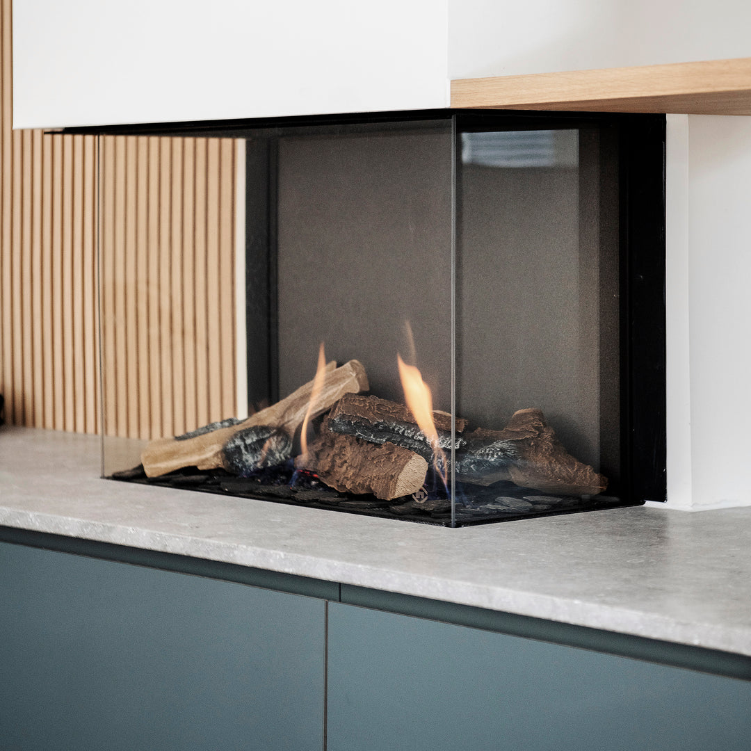Houtmerk - Kast Duet 01 - Haardmeubel of Zitkast met lades Kastcombinatie Houtmerk