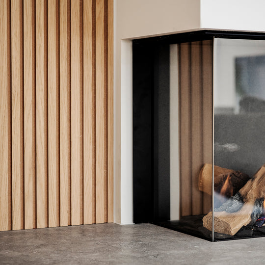 Houtmerk - Houten Wandpaneel met groeven profiel - Maatwerk Kasten Houtmerk