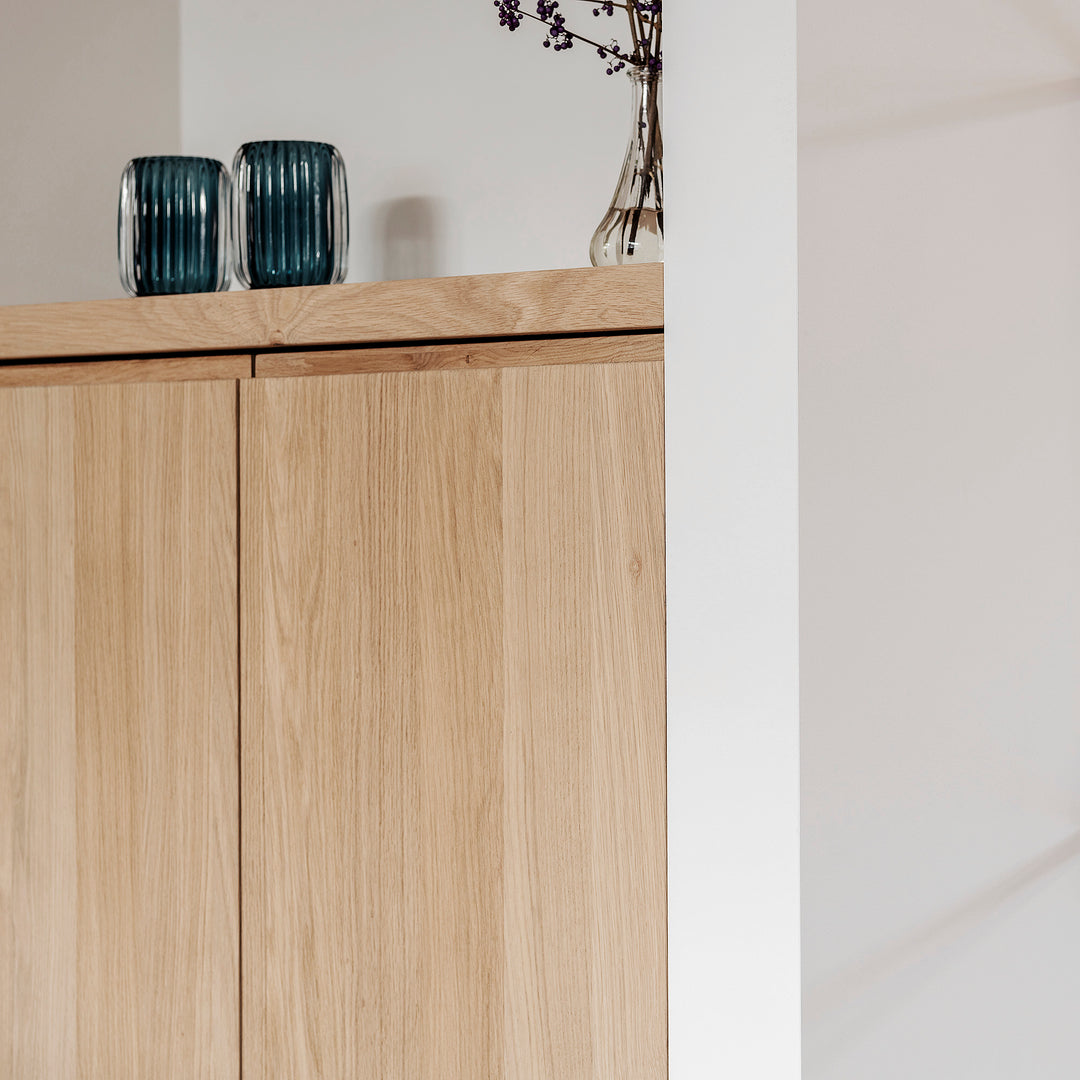 Houtmerk - Witte MDF Stollenwand - Overschilderbaar maatwerk Keukens Houtmerk