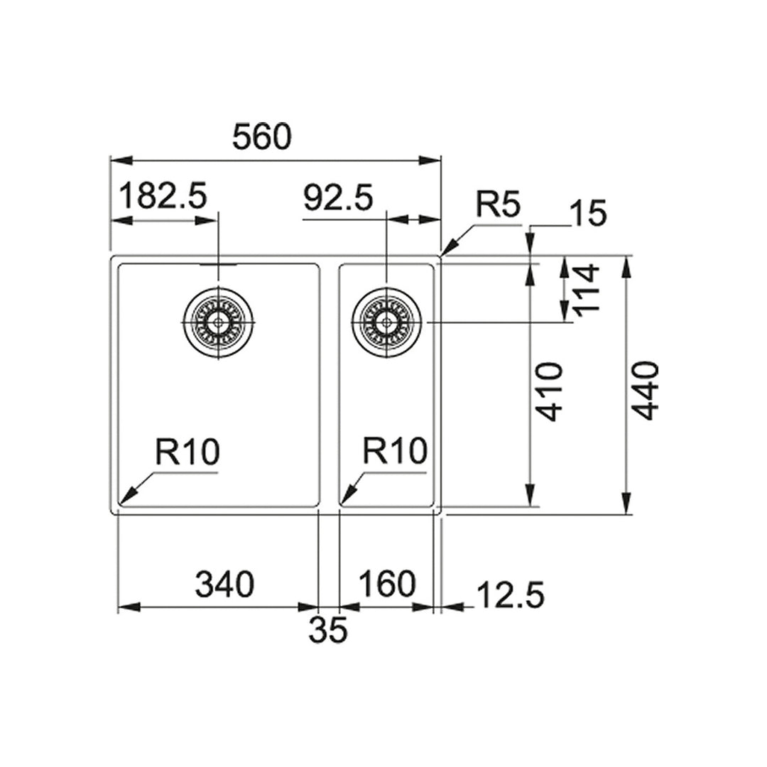 Franke - Spoelbak Sirius Tectonite - Carbon Black 53,5x41cm Spoelbak Franke