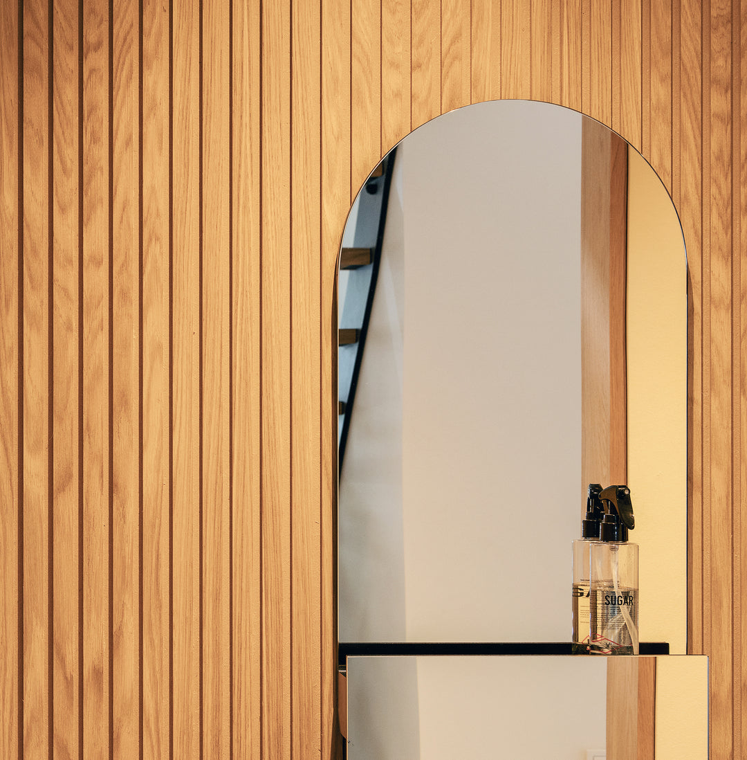Houtmerk - Houten Wandpaneel met groeven profiel - Maatwerk Kasten Houtmerk