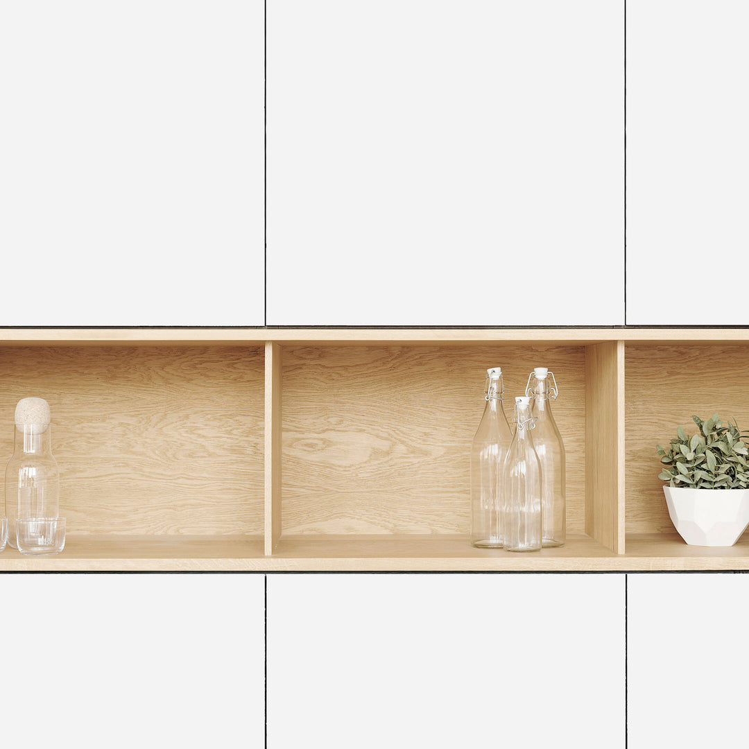 Houtmerk - Kast Lusso 01 - Hoge kast met houten Spatio vak Kastcombinatie Houtmerk