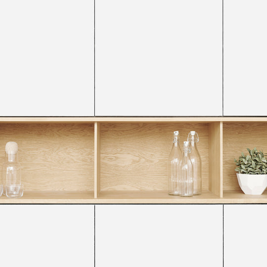 Houtmerk - Kast Lusso 01 - Hoge kast met houten Spatio vak Kastcombinatie Houtmerk