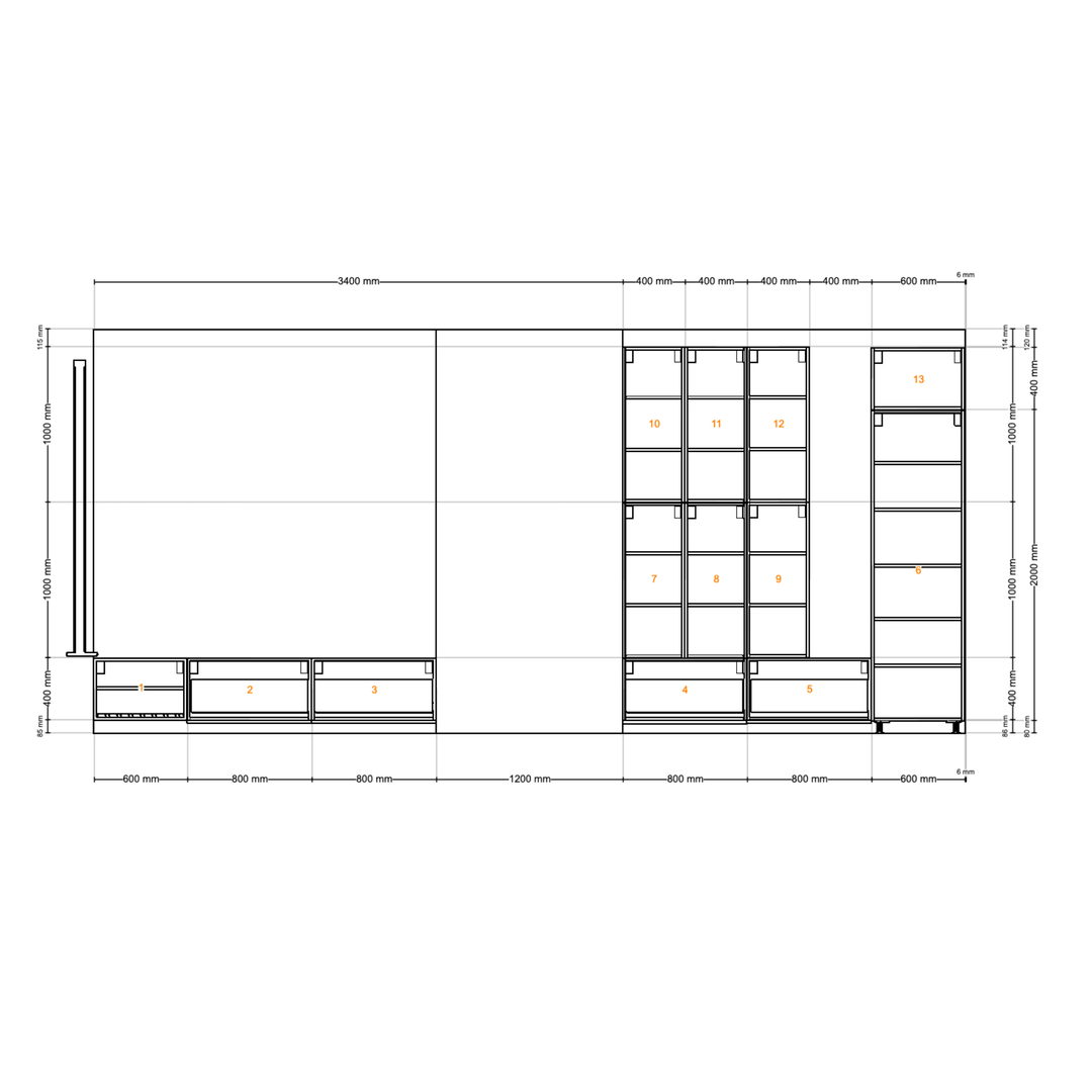 Houtmerk - Kast Forno 05 - Ladekast voor haard Kastcombinatie Houtmerk