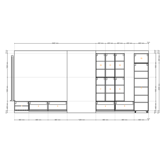 Houtmerk - Kast Forno 05 - Ladekast voor haard Kastcombinatie Houtmerk