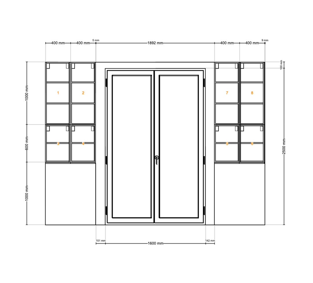Houtmerk - En Suite Kast Porta 04 - Kast met stalen schuifdeuren Kastcombinatie Houtmerk