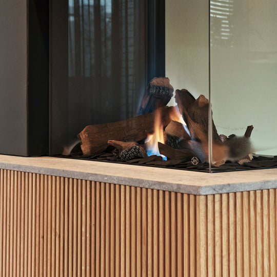 Houtmerk Domus® - Haardmeubel - Massief hout met Concreto steen Kasten Houtmerk