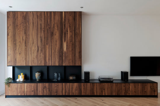 Houtmerk Domus® - Haardmeubel - Massief hout met plaatstaal Haardmeubels Houtmerk