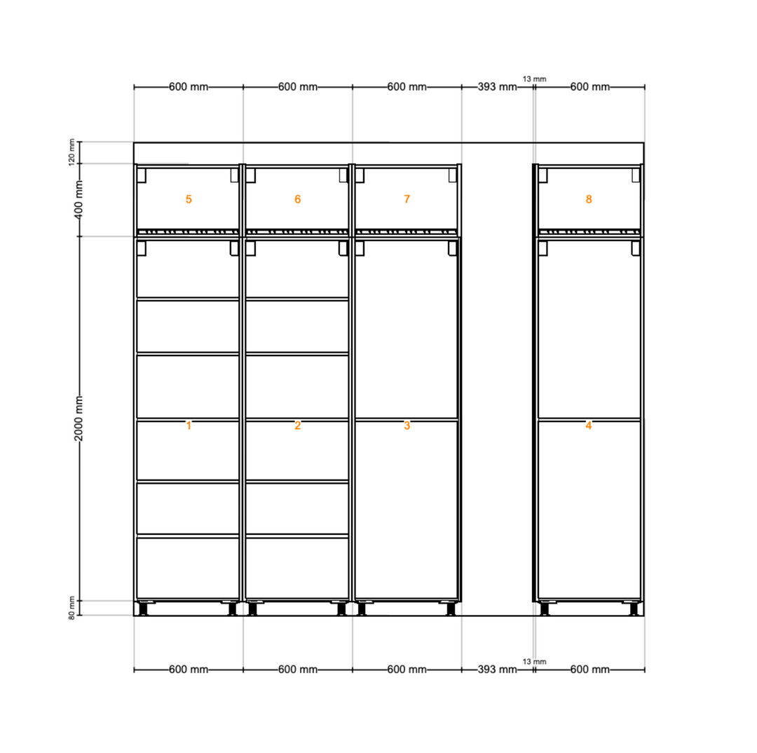 Houtmerk - Kast Lusso 01 - Hoge kast met houten Spatio vak Kastcombinatie Houtmerk