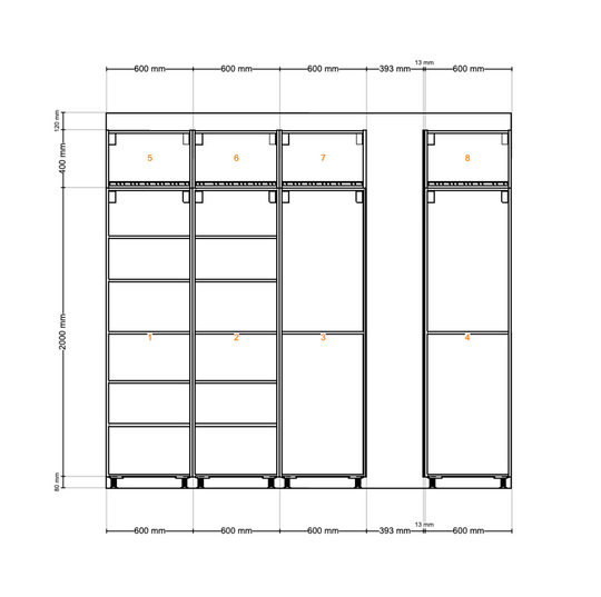 Houtmerk - Kast Lusso 01 - Hoge kast met houten Spatio vak Kastcombinatie Houtmerk